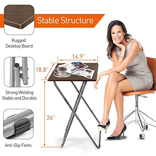 Folding TV Tray Table on Bed & Sofa,Snack Table,TV Dinner Tray (Walnut,2PC） | with Sturdy MDF,25In Portable Table with No Assembly Required - color: Walnut, size: 2pcs