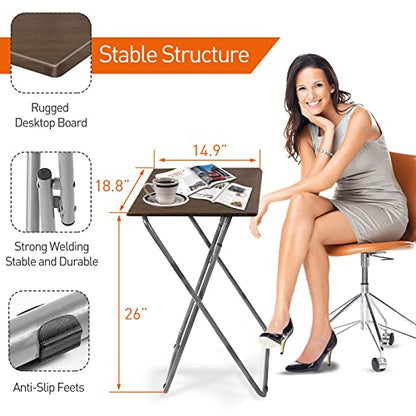 Folding TV Tray Table on Bed & Sofa,Snack Table,TV Dinner Tray (Walnut,2PC） | with Sturdy MDF,25In Portable Table with No Assembly Required - color: Walnut, size: 2pcs
