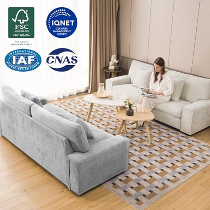 DOPEDIO 71.25" Chenille Loveseat Sofa, Beige, Modern Couch for Living Room | Removable washable cover, pocket spring cushions, solid wood frame, easy assembly for apartments, ideal for small spaces - size: 71.25 inch, style: Beige Chenille