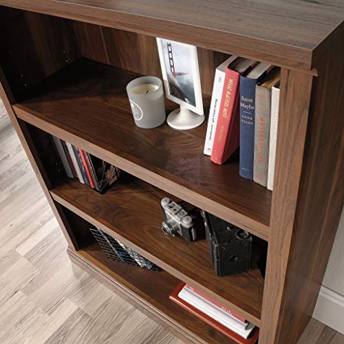 Sauder 3 Tier Book Shelf Wooden Bookcase Multipurpose Bookshelf for Home Office, Living Room, in Grand Walnut - color: Grand Walnut Finish