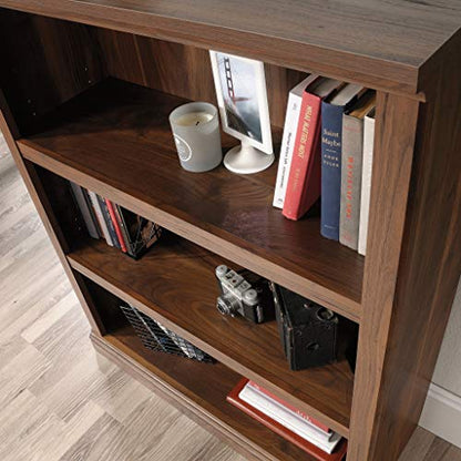 Sauder 3 Tier Book Shelf Wooden Bookcase Multipurpose Bookshelf for Home Office, Living Room, in Grand Walnut - color: Grand Walnut Finish