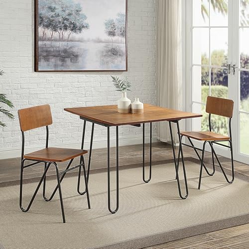 36" Mid‑Century Modern Dropleaf Wood & Metal Dining Table
