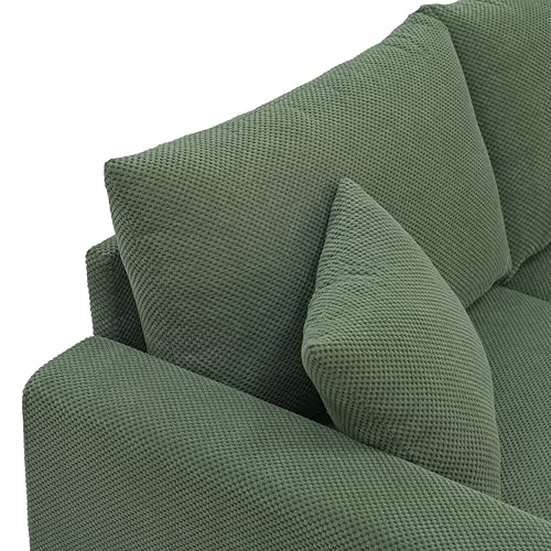Loveseat Sofa, 69" Modern Upholstered 2-Seater Couch with 2 Throw Pillows, Deep Seat Thick Cushions, Wide Arms & High Density Foam, Small Couch for Bedroom Apartment (Dark Green, Foam) - color: Dark Green