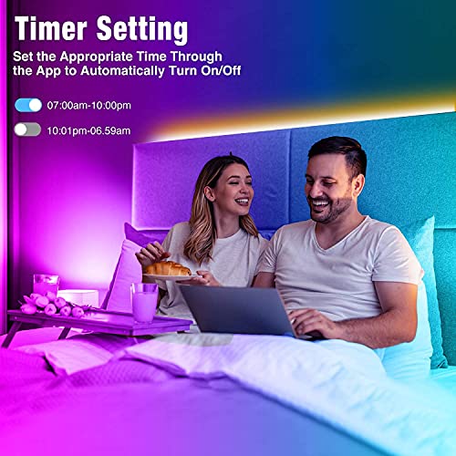 REEMEER Led Lights 100ft Smart APP Control Music Sync Strip Lights RGB Color Changing Strips with Remote, for Bedroom Kitchen and Party - size: 100 ft