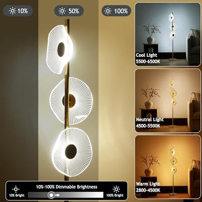 NUÜR Modern Floor Lamp, Dimmable Standing Lamp with Remote Control, Stepless Adjustable Colours & Brightness, Industrial Lighting for Living Room, Bedroom, Office