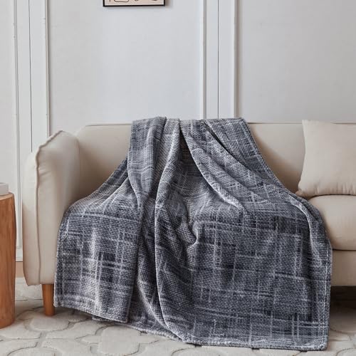 COOVA Fleece Bed Blanket Twin Size, Super Soft and Cozy 3D Jacquard Warm Blankets, Lightweight and Fuzzy Throw for Couch, Sofa, Chair, Giftable (Dark Grey, 60"x80") - color: Graphite Dark Grey, size: 60"x80"
