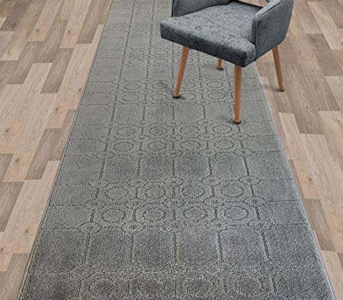 REMNAZ Custom Size Hallway Runner Rug, Art Grey, 25 in x 4 ft | Cut to Fit, Non-Slip Rubber Backed, Grip and Traction for Slipping Dogs on Hardwood & LVP, Washable, Lays Flat, Stays Put - color: Art / Grey, size: 2'1" x 4' (Rectangular)