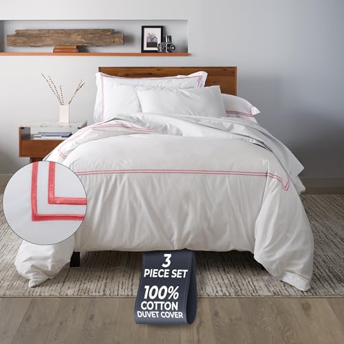 Ella Jayne Twin Duvet Cover 100% Cotton Percale Soft Pink Design 2 Pcs | Duvet Cover Twin | Soft Cotton Percale | 68 x 90 Inch Cover | Includes 1 Matching Pillow Sham | Pink Design - color: Pink, size: Twin/Twin XL