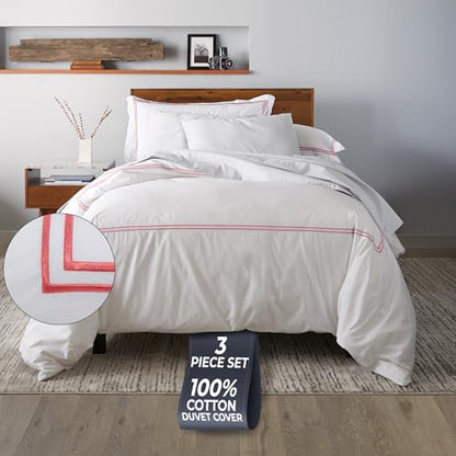 Ella Jayne Twin Duvet Cover 100% Cotton Percale Soft Pink Design 2 Pcs | Duvet Cover Twin | Soft Cotton Percale | 68 x 90 Inch Cover | Includes 1 Matching Pillow Sham | Pink Design - color: Pink, size: Twin/Twin XL