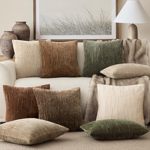 Foindtower Pack of 2 Slubby Textured Chenille Throw Decorative Pillow Covers Lumbar Accent Solid Cushion Cover Neutral Farmhouse Pillow Case for Couch Sofa Bedroom Living Room 12x20 Inch,Dark Brown - color: Dark Brown, size: 20" x 12" (Pack of 2)