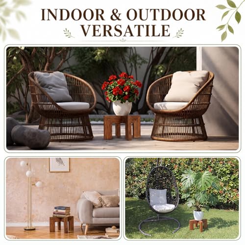 Tandefio 5 Pack Fall Wood Plant Stand Indoor Outdoor Plant Holder Modern Sturdy Planter Stands, Single Flower Pot Holder , Fit 5-9 Inch Variety Pot, Easily Assemble, Retro Brown (8 x 4.5 Inches) - size: 7.87 x 4.53 Inches
