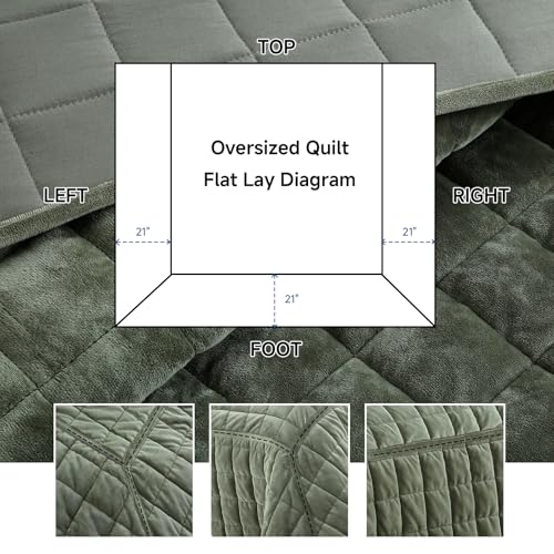 Velvet Quilt Super King Size, Luxury Soft Bedding Set, Lightweight Cozy 3-Piece Warm Quilted Velvet Coverlet Bedspread Sets with 2 Pillow Shams for All Season, Green - color: Green, size: Super King(128"x120")