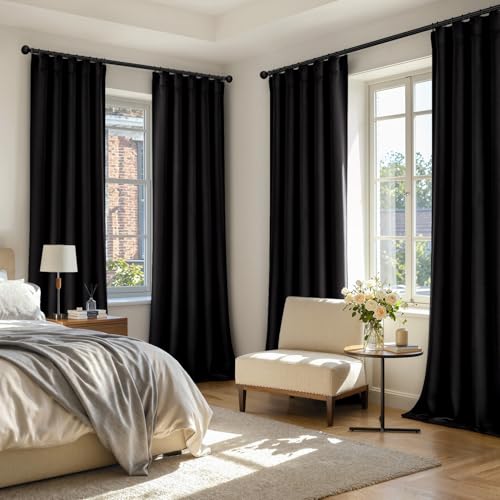 MIULEE Black Pinch Pleat Blackout Curtains 40x84 Inch Length 2 Panels Set | Back Tab Rod Pocket Pleated, Thermal Insulated, Bedroom Living Room Darkening Drapes, Soundproof Curtains with Hooks - color: Black, size: 40"W x 84"L (Pack of 2)