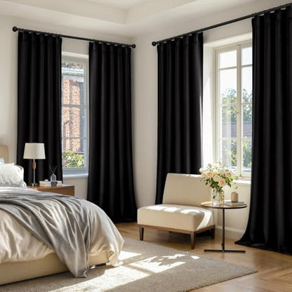 MIULEE Black Pinch Pleat Blackout Curtains 40x84 Inch Length 2 Panels Set | Back Tab Rod Pocket Pleated, Thermal Insulated, Bedroom Living Room Darkening Drapes, Soundproof Curtains with Hooks - color: Black, size: 40"W x 84"L (Pack of 2)