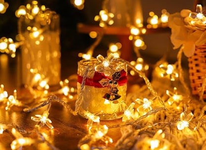Flower String Lights Plug in, 16ft 50 LED Cherry Blossom Fairy String Lights Warm White for Party Birthday Wedding Christmas Home Decoration, WLD0008