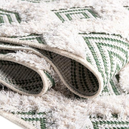Rugs.com - Sabrina Soto Casa Rug – 8 Ft Runner Green Textured Cotton Runner Modern Geometric Design, Perfect for Hallways and Entryways - color: Green, size: 2'3" x 8' (Runner)