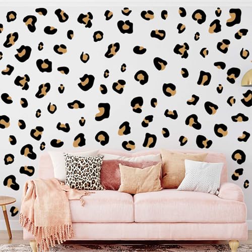 10 Sheets 290Pcs Leopard Wall Decals Removable Peel & Stick Wall Stickers Self-Adhesive Animal Print Vinyl Decor for Nursery,Car,Door,Home,Bedroom,DIY Easy Installation - color: Leopard1