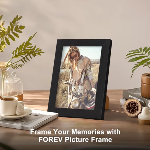 TOFOREVO 4x6 Picture Frames Set of 6, Black | Wood Grain Design, Wall Mounting or Tabletop Display, for Christmas Mother's Day Father's Day birthday - color: Black Wood Grain, size: 4x6