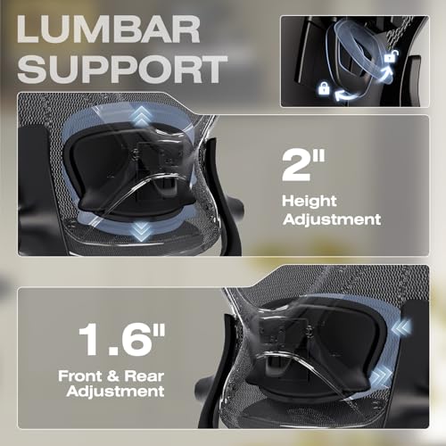 X100 Ergonomic Mesh Office Chair, Big and Tall Home Desk Chair with 5D Flip-Up Arms, Adjustable 3D Lumbar Support, Gaming & Executive Computer Chair