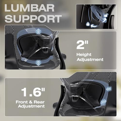 X100 Ergonomic Mesh Office Chair, Big and Tall Home Desk Chair with 5D Flip-Up Arms, Adjustable 3D Lumbar Support, Gaming & Executive Computer Chair