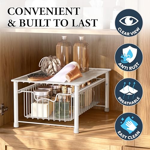 Simple Houseware Stackable Basket Drawer, White - color: White, size: 1-tier