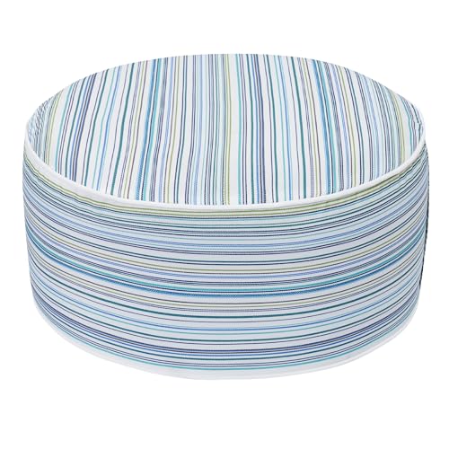 FUNHOME Inflatable Stool Ottoman Footrest with Handle D20 xH9-Blue Stripe | Indoor Outdoor Footrest Seat, Water-Repellent, Footstool Pouf for Home Patio Garden and Camping Use - color: Blue Stripe