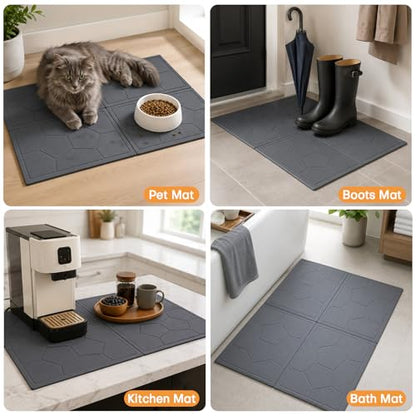 Stone Under Sink Mat,Quick Drying Diatomite Stone Kitchen Cabinet Protector Suitable for 34" x 22", Spliceable Design Super Absorbent Non-Slip Shelf Liner Pad for Bathroom Organizer and Storage
