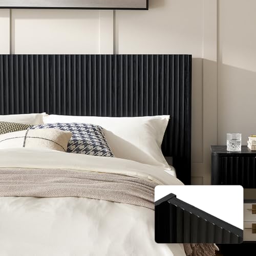 mopio Brooklyn Fluted Panel Wingback Headboard 62.4" - Wall Mount Headboard for Queen Bed, Modern Farmhouse Bedroom Decor, 4-Panel Assembly (Black Oak, Queen) - color: Black Oak, size: Queen