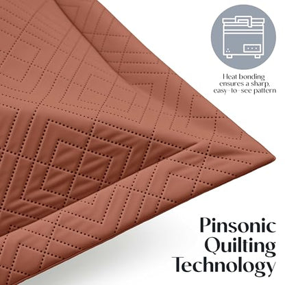 Clara Clark Quilts Twin Size - All Season Bedspread Coverlet Set, Pinsonic Weave Lightweight Bedding Set - 5 Piece Twin Quilt Set with Pillow Shams, Mocha - Twin Diamond - color: 36 – Mocha – Diamond, size: Twin