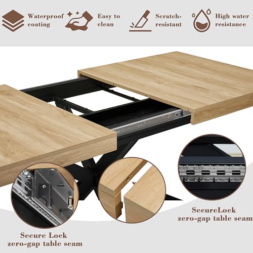 Extendable Dining Room Table for 4 6 8,55"-70" Kitchen Table Leaf,Oak | Expandable Rectangle Dining Table,Wood Dining Table w/ Hidden Leaf & Storage, Space Saving, Kitchen Dining Living Room,Modern - color: Removable Leaf 55"-71" Oak
