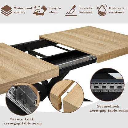 Extendable Dining Room Table for 4 6 8,55"-70" Kitchen Table Leaf,Oak | Expandable Rectangle Dining Table,Wood Dining Table w/ Hidden Leaf & Storage, Space Saving, Kitchen Dining Living Room,Modern - color: Removable Leaf 55"-71" Oak