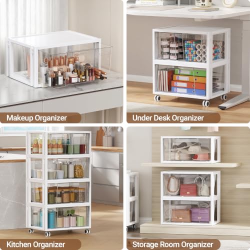 Stackable Storage Drawer Carts, Extra Large Bins 1 Tier 1 Drawer | Smooth Pull-Out Drawers, Clear Plastic Storage Organizer Container For Home Office Bedroom Bathroom Art Crafts Under Desk - size: 1 Tier 1 Drawer