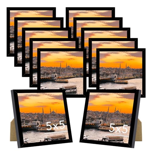 JCJMY 12 Packs 5x5 Picture Frames, Lightweight 5 by 5 Frames Bulk Set of 12 Collage Wall Decor Photo Frames Set for Wall and Tabletop, Black - color: Black, size: 5x5 inch