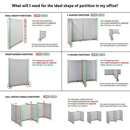 GOF Office Partition Single Panel (End Bar 60" h) 5ft - size: 60"H End Bar