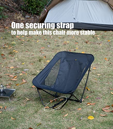 Low Ultralight Compact Folding Chair (Black) | with Side Pocket and Carry Bag, for Camping Backpacking Hiking - color: Black
