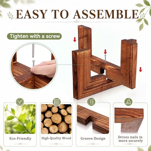 Tandefio 5 Pack Fall Wood Plant Stand Indoor Outdoor Plant Holder Modern Sturdy Planter Stands, Single Flower Pot Holder , Fit 5-9 Inch Variety Pot, Easily Assemble, Retro Brown (8 x 4.5 Inches) - size: 7.87 x 4.53 Inches