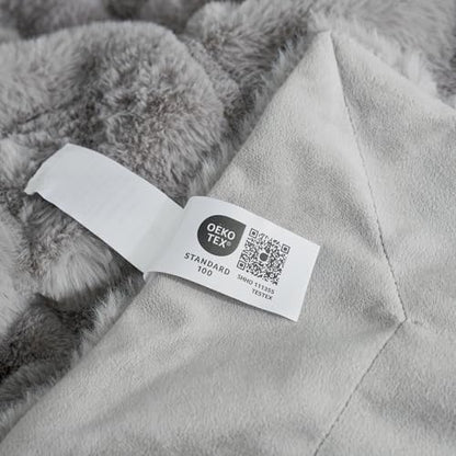 Cozy Bliss Deluxe Sheared Rabbit Faux Fur Throw Blanket, Soft Fuzzy High-Low Sculpted Plush Blanket for Couch, Cozy Home Accent, All Season Use, Grey 50"x60" - color: Stripe - Grey, size: Throw(50" x 60")