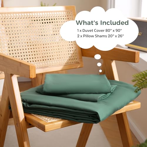 JSD Emerald Green Duvet Cover Set Full Size | 3 Piece Soft Microfiber Duvet Cover with Pillow Shams Zipper Closure, Comforter Not Included, Oeko-Tex Certified - color: Hunter Green, size: Full