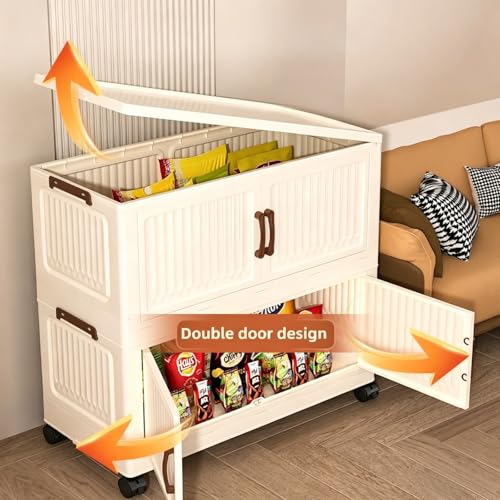 467QT Modular Stackable Storage Cabinet, Rolling Lidded Storage Containers with Wheels, Collapsible Drawer Storage Bins for Clothes, Toys, Bedroom, Dorm Room Organization, Cream White（4 Pack） - size: 4 Pack 36 L x 15 W x 56 H