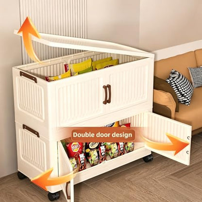 275QT Modular Stackable Storage Cabinet, Rolling Lidded Storage Containers with Wheels, Collapsible Drawer Storage Bins for Clothes, Toys, Bedroom, Dorm Room Organization, Cream White（3 Pack） - size: 3 Pack 27 L x 15 W x 40 H