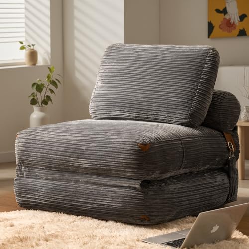 ovios Folding Sofa Bed, Foldable Sleeper Chair Floor Futon, Comfy Portable Convertible Fold Out Lounge Chairs for Living Room Bedroom, Grey - color: Grey