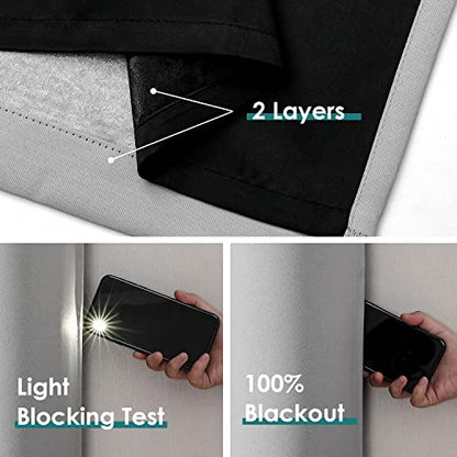 ChrisDowa 100% Blackout Curtains for Bedroom 84 Inch Long with Black Liner | 2 Thick Layers, Thermal Insulated, Grommet, Window Treatment, Living Room Drapes, 2 Panels Set, Light Grey, 38 x 84 Inch - color: Light Grey, size: 38"W x 84"L (Pack of 2)