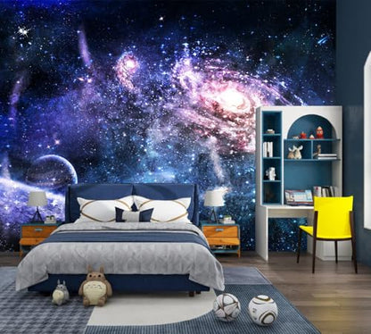 Galaxy Mural Wallpaper Peel and Stick for Kids Room Bedroom 137"x100" - color: ZZ-017, size: 137" x 100"