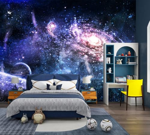 Galaxy Mural Wallpaper Peel and Stick for Kids Room Bedroom 82"x57" - color: ZZ-017, size: 82" x 57"