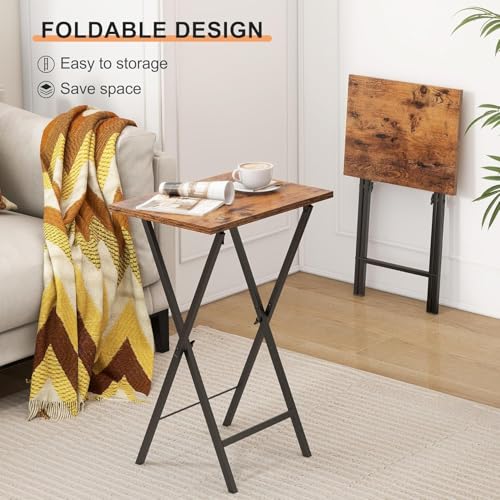 Acovy TV Tray Table Set of 2, TV Dinner Tray, Folding Table, Foldable TV-Trays, Side Table for Bed, Couch, Portable and Small Easy to Move - color: Brown
