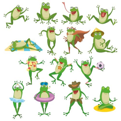 Cute Frog Wall Decals Frog Wall Stickers Peel and Stick Removable DIY Decoration for Kids Bedroom Playroom Classroom Nursery Decor - style: Frog
