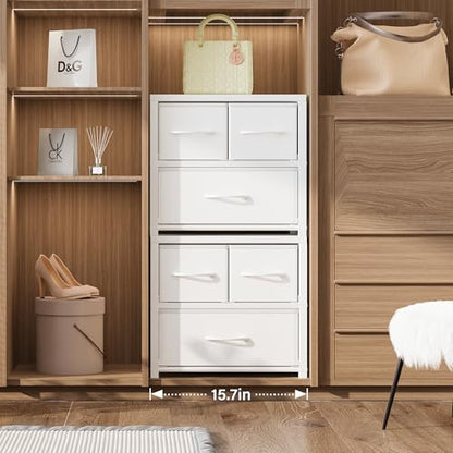 Homeiju Stackable 3-Drawer Fabric Dresser with Waterproof Wood Top – Closet Organizer & Storage Drawers for Bedroom, Modern Metal Frame Design (2 Tier-2 Pack) - size: 3-Drawer, 2-Tier, 2-Pack