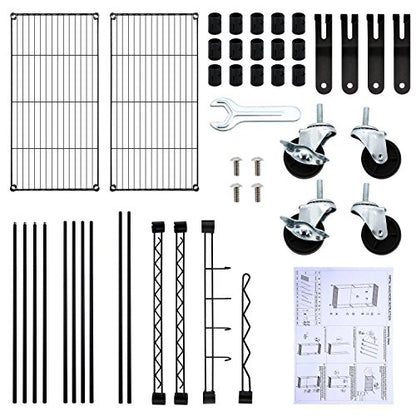 Black Double Rod Garment Rack with Wheels, Clothes Racks Storage for Hanging Clothes Heavy Duty (US STOCK)