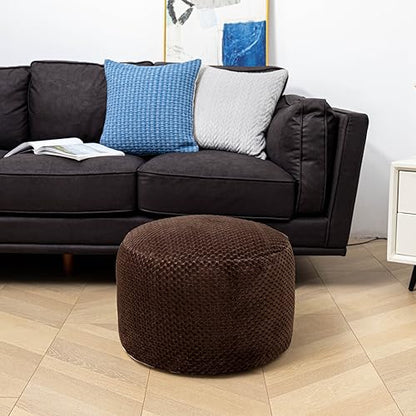 Asuprui Pouf Ottoman Unstuffed Round Poof Seat Foot Stool Ottoman Foot Rest No Filler 20x20x12 Inches Fuzzy Chair Floor Pouf Storage for Living Room Bedroom Coffee