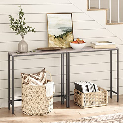 HOOBRO Narrow Console Table, 29.5" Small Entryway Table, Thin Sofa Table, Side Table, Display Table, for Hallway, Bedroom, Living Room, Foyer, Greige and Black BG75XG01 - color: Greige + Black